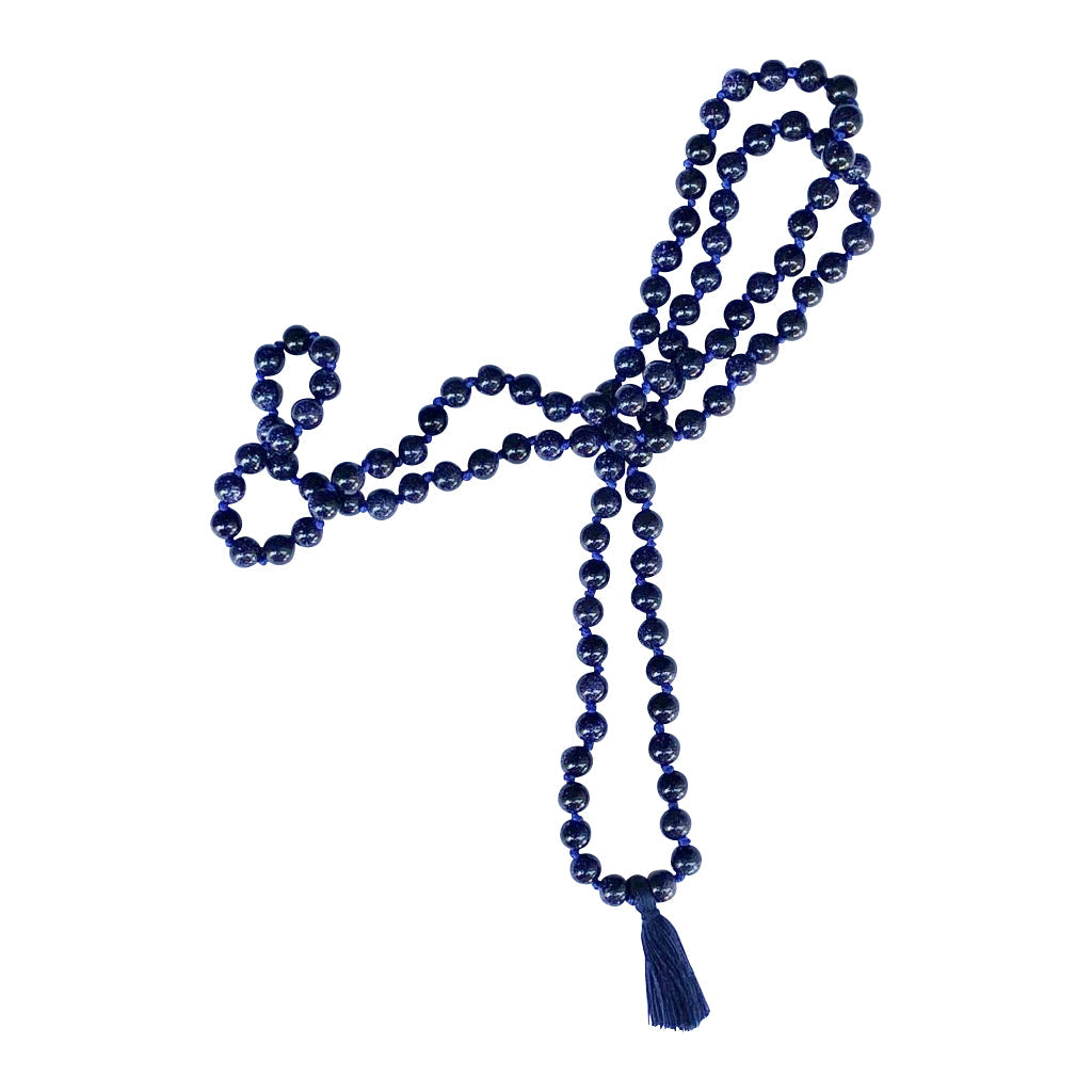 Blue Sandstone Short Tassel Mala-2