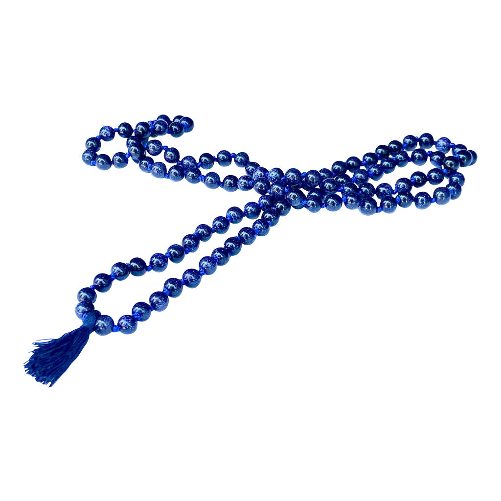 Blue Sandstone Short Tassel Mala-1