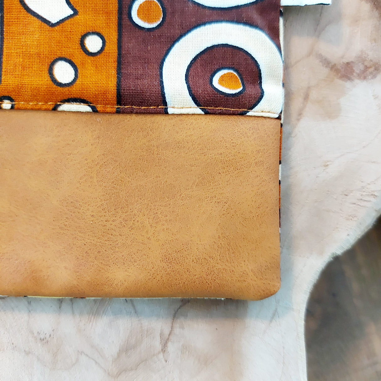African Print Zipper Pouch | Make-up Bag | Pencil Case | Vegan Leather Detail-2
