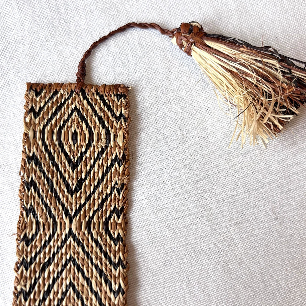Cardwoven Raffia Bookmark - Brown/Black