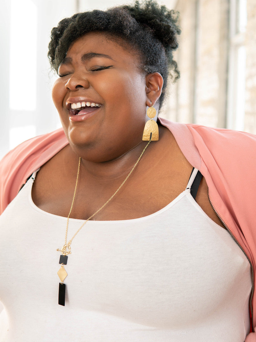 Slate + Gold Dangle Necklace