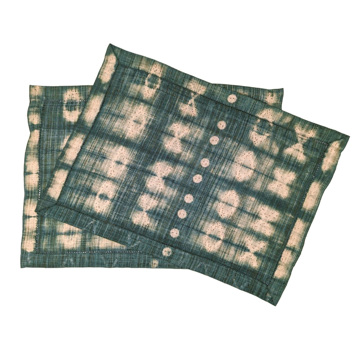 Raffia Shibori Placemat (Pair) - Cocoon & Moth Pattern - Green
