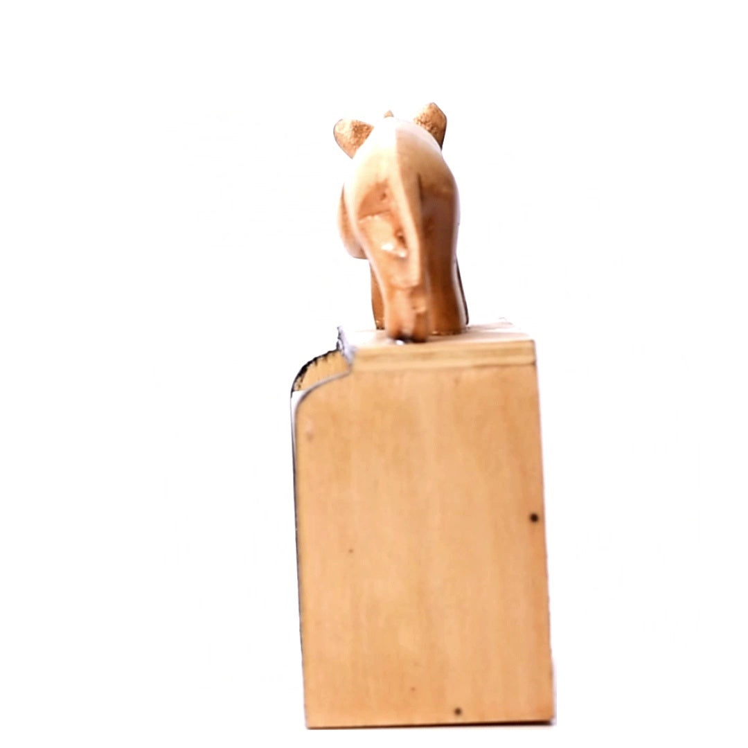 Handmade Wooden Box Calendar With Rhino Figurine 3