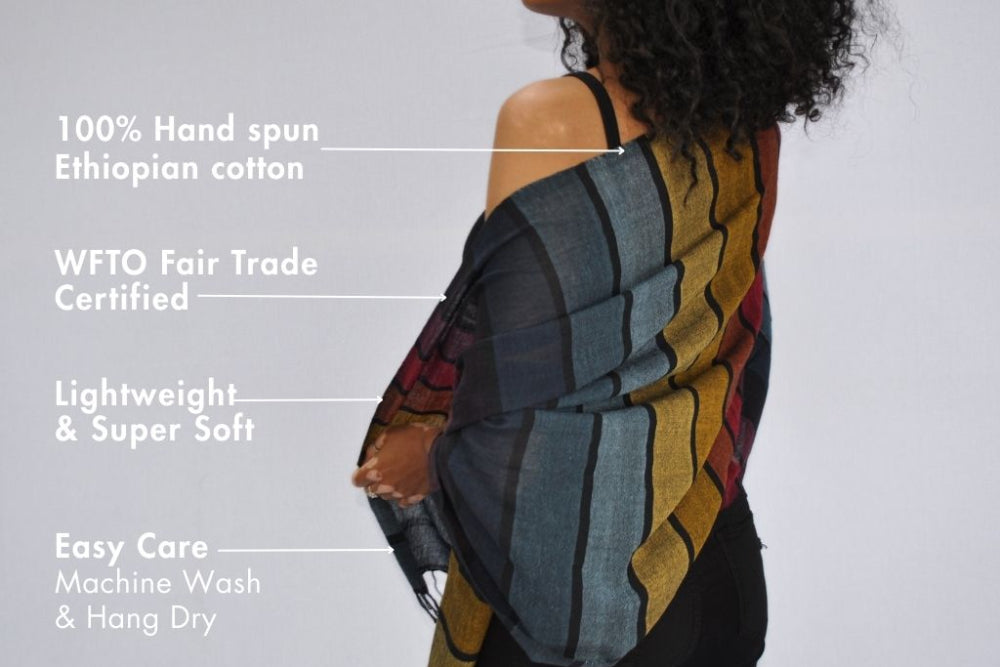 Hassate Handwoven Ethiopian Cotton Shawl