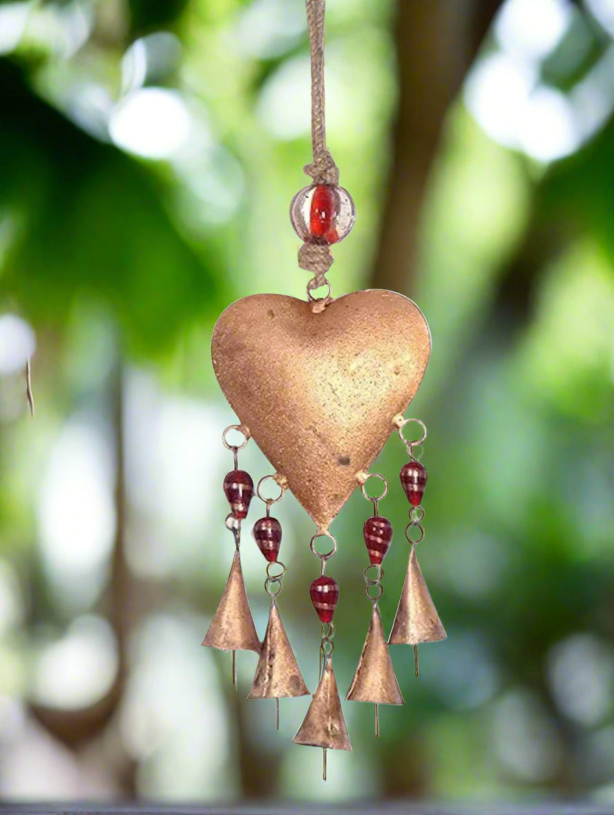 Boho Heart Harmony Chime – 13" Metal Wall Hanging-0
