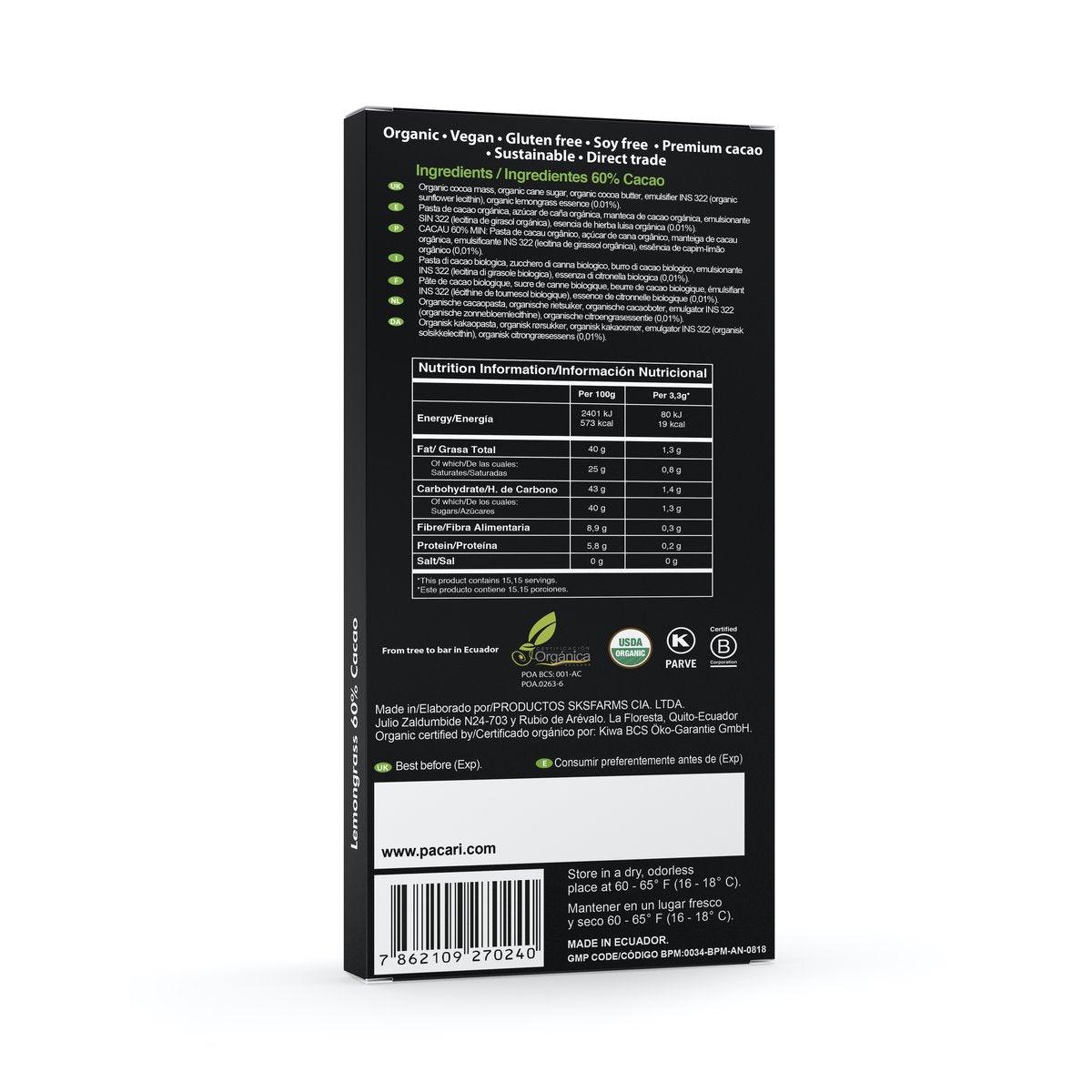 Lemongrass Organic Chocolate Bar