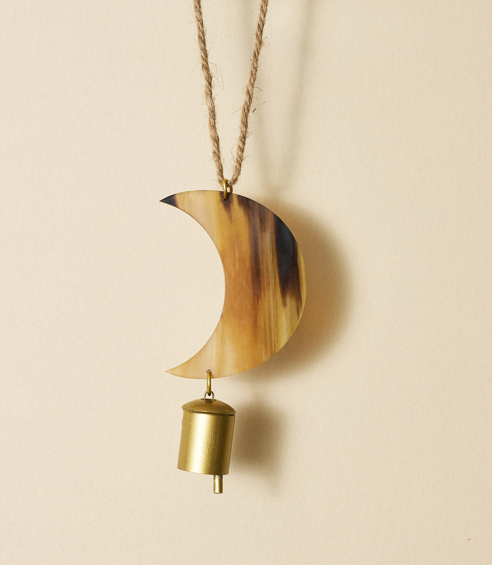 Chayana Moon Bell Wind Chime - Carved Horn, Hand Tuned