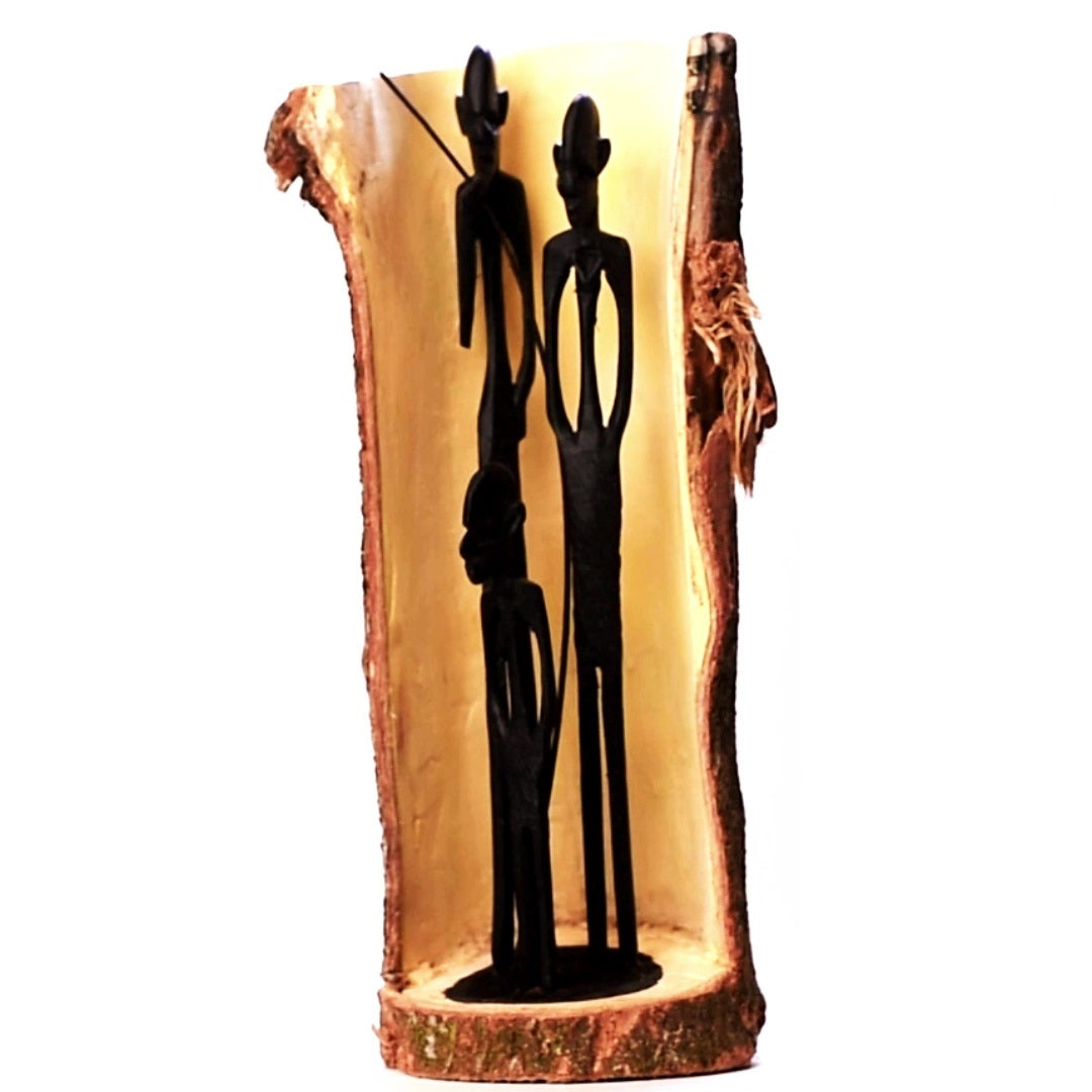 Men Carved Inside A Raw Neem Tree Trunk