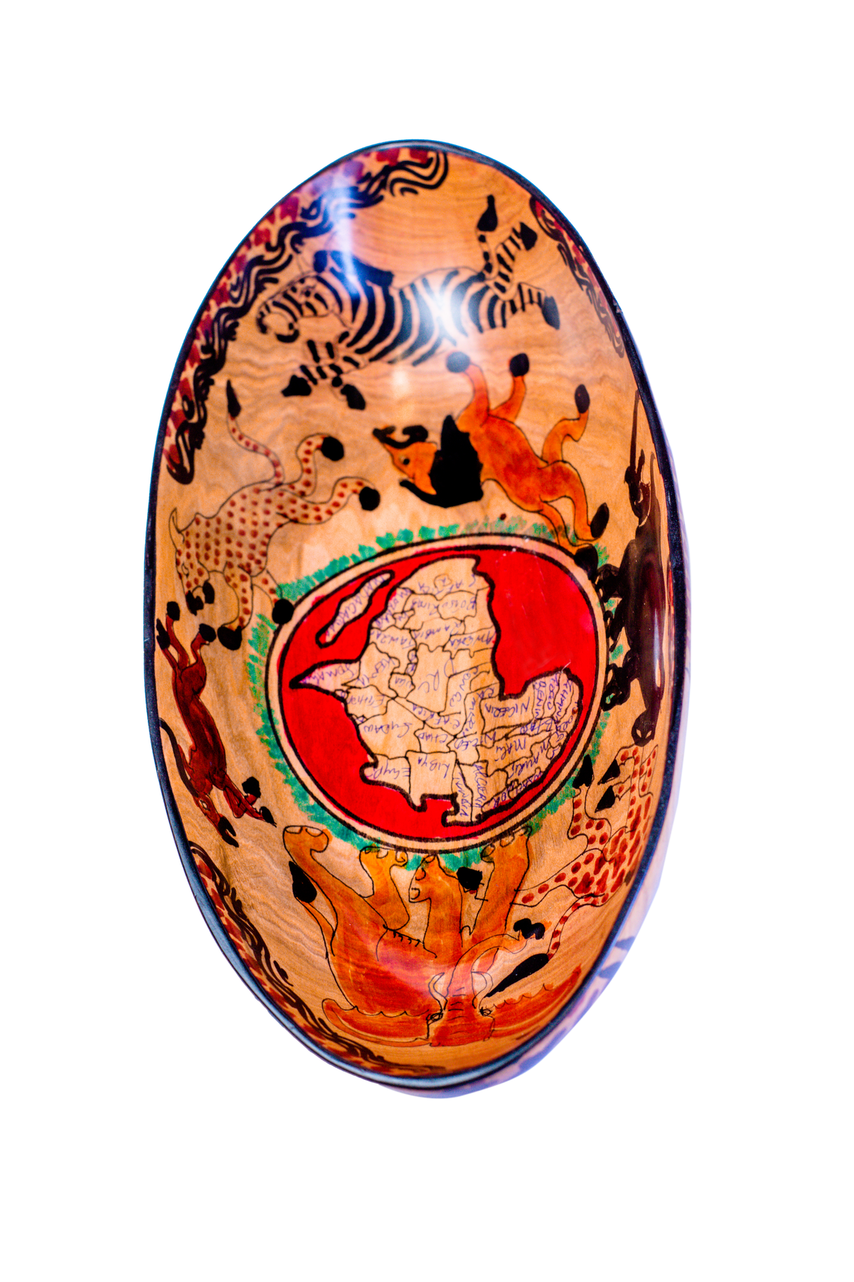 Oval Bowl With African Map Pattern 2