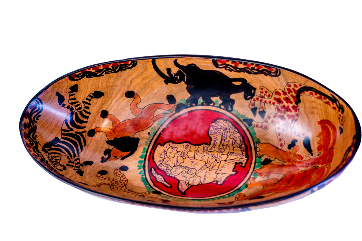 Oval Bowl With African Map Pattern 3