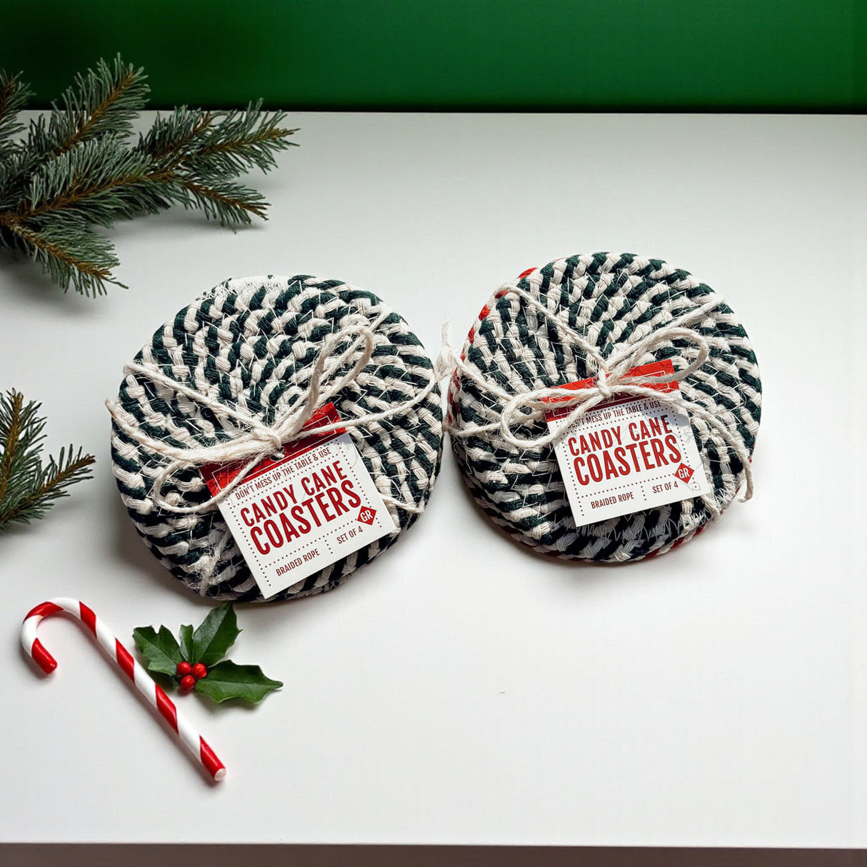 Candy Cane Coaster 4pk-3
