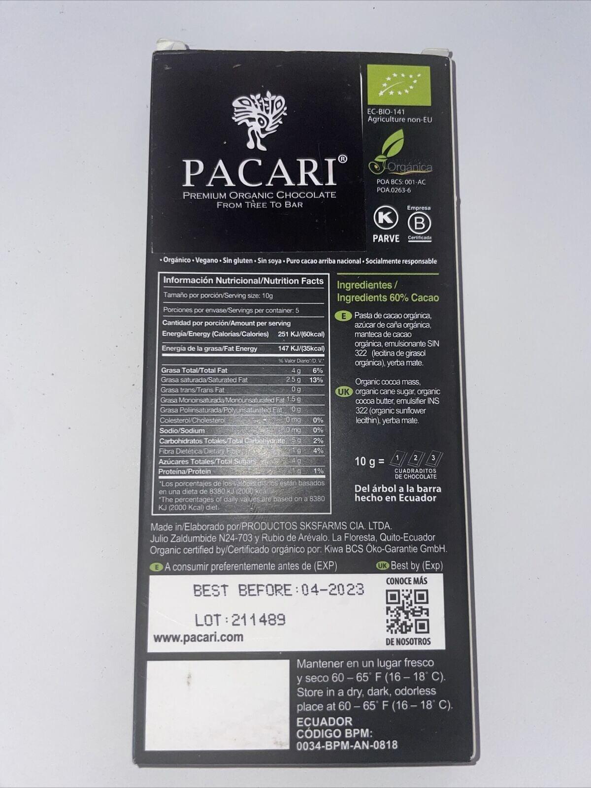 Yerba Mate Organic Chocolate Bar