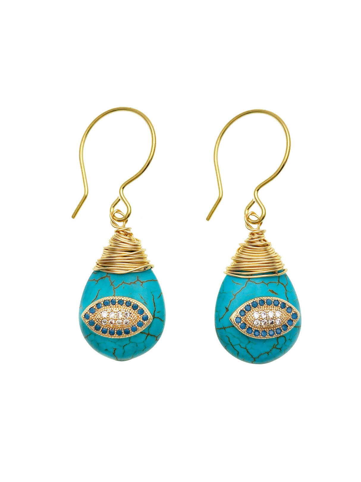 Evil Eye on Turquoise Stone Earrings EE011-0