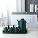 Nordic Drinkware Tea Coffee Ceramic Mug Tea Set With Tea Pot and Tray