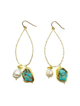 Turquoise & Freshwater Pearls Swinging Earring AE025-0