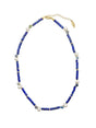 Lapis with Teardrop Pearls Dainty Necklace JN030-0