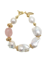 Freshwater Pearls & Rose Quartz Bracelet NPB006-0