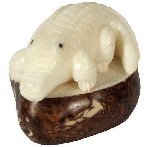 Alligator Tagua Nut Figurine