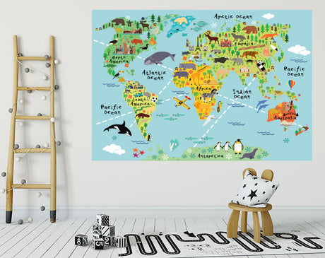 MAP WALL DECALS, KIDS WALL STICKERS, WALL DECOR-6