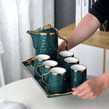 Nordic Drinkware Tea Coffee Ceramic Mug Tea Set With Tea Pot and Tray