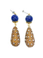 Lapis With Teardrop Rhinestones Sophisticated Dangle Earrings FE013-0