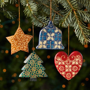 Batik Christmas Cookie Ornaments - Set of 4