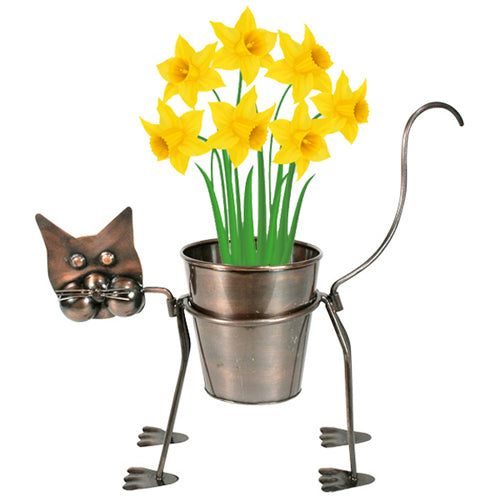 Curious Metal Cat Planter