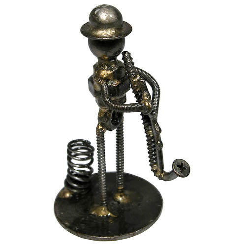 Junkyard Saxophone Player Pen Holder