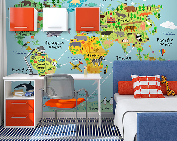 MAP WALL DECALS, KIDS WALL STICKERS, WALL DECOR-9