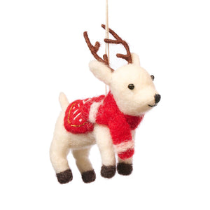 White Reindeer Christmas Ornament