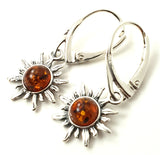 Baltic Amber Cognac Drop Sun Earrings With Silver-2