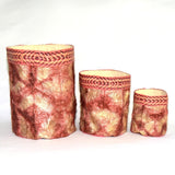 Wild Silk Shibori Baskets - Turtle Pattern - Egyptian Red