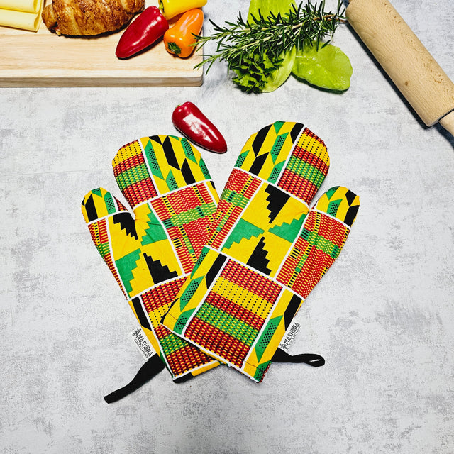 Set of 2 Handmade "Mudcloth" Bogolan Print Inspired African Print Oven Glove-0