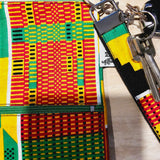 Handmade Phone Bag and Keyfob Set  | African Ankara Print Fabric | Vegan Leather Detail | Adjustable Shoulder Strap-3
