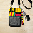 Handmade Phone Bag and Keyfob Set  | African Ankara Print Fabric | Vegan Leather Detail | Adjustable Shoulder Strap-0