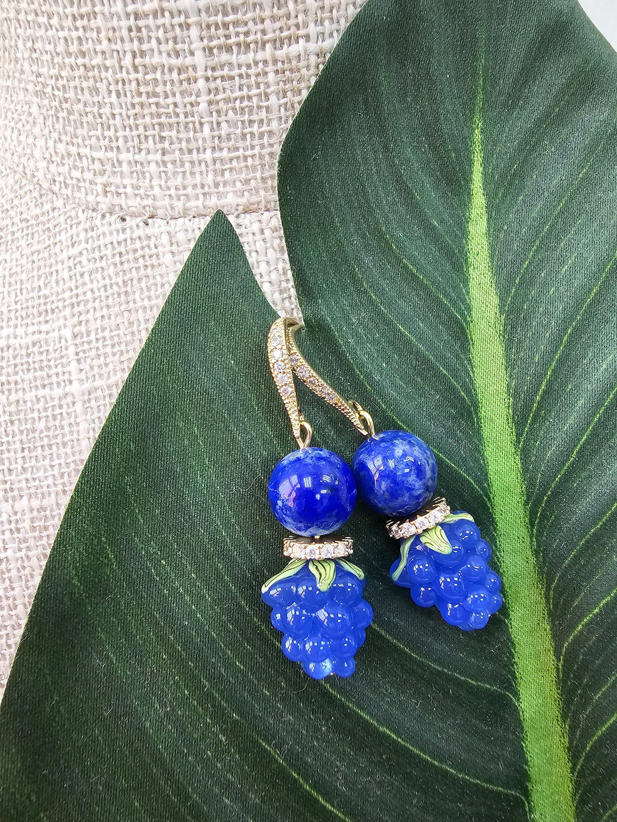 Lapis Lazuli With Blue Raspberry Earrings NE029-4