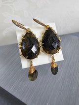 Black Agate Teardrop Earrings NE004-2