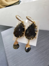 Black Agate Teardrop Earrings NE004-1