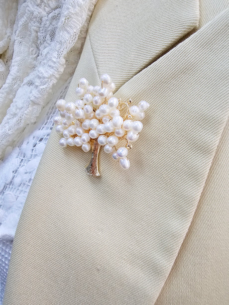Handcrafted Freshwater Pearls Tree Brooch LP007-3