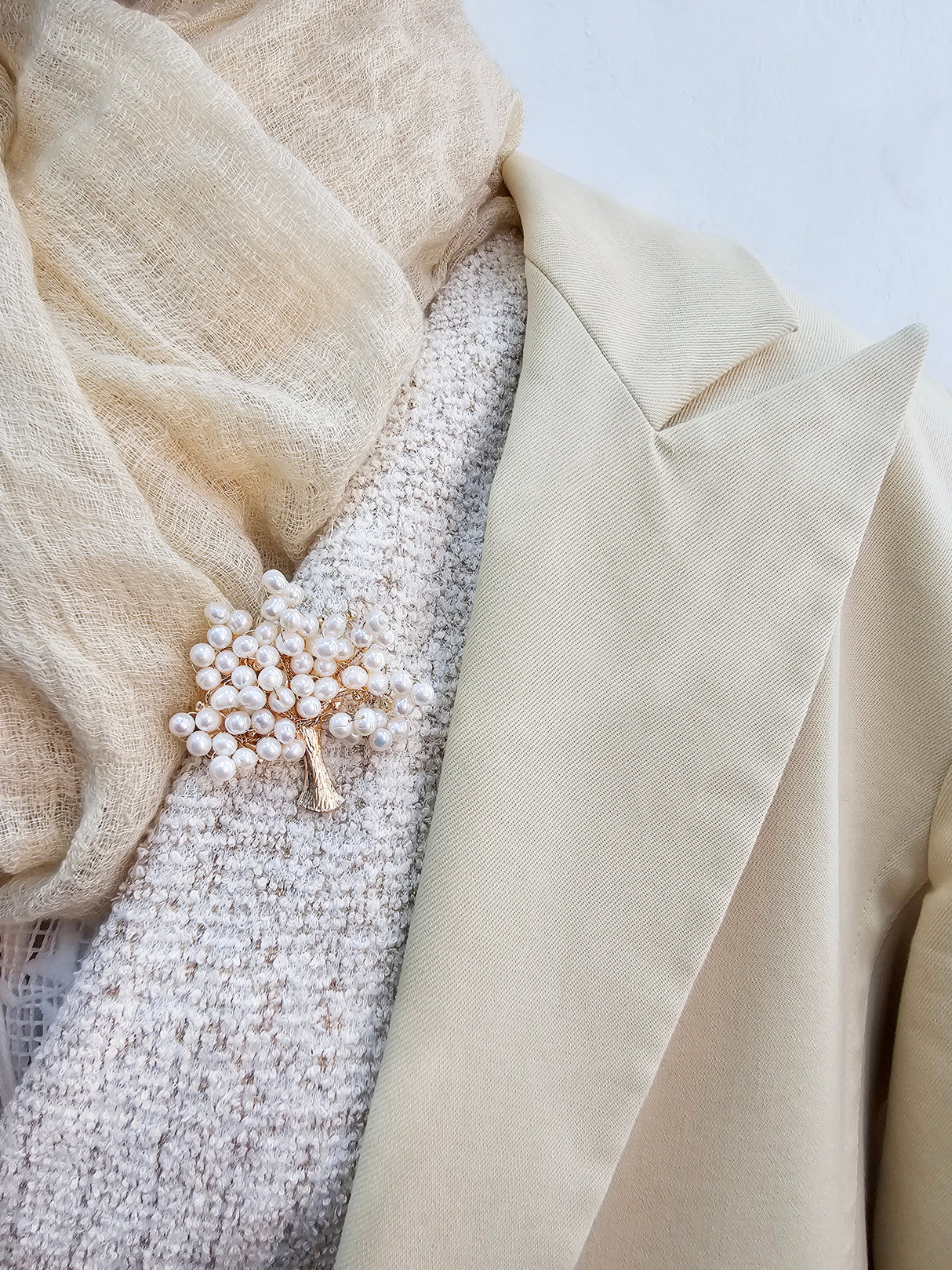 Handcrafted Freshwater Pearls Tree Brooch LP007-1