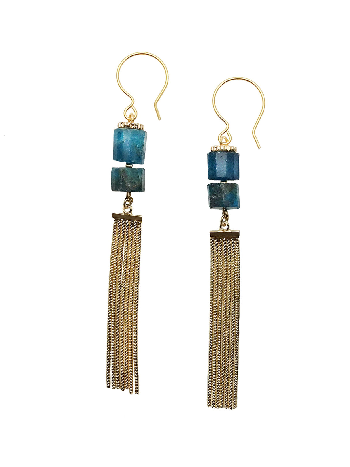 Blue Apatite With Tassel Earrings CE021-0