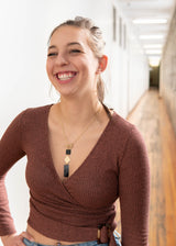 Slate + Gold Dangle Necklace