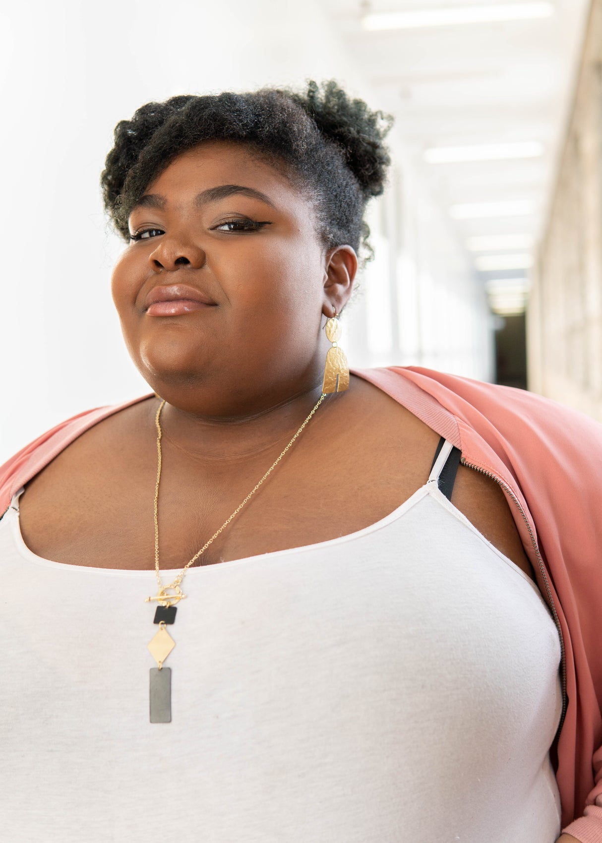 Slate + Gold Dangle Necklace