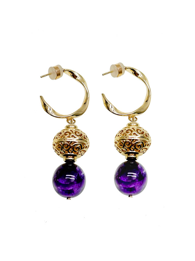 Antique Style Amethyst Hoop Earrings JE027-0