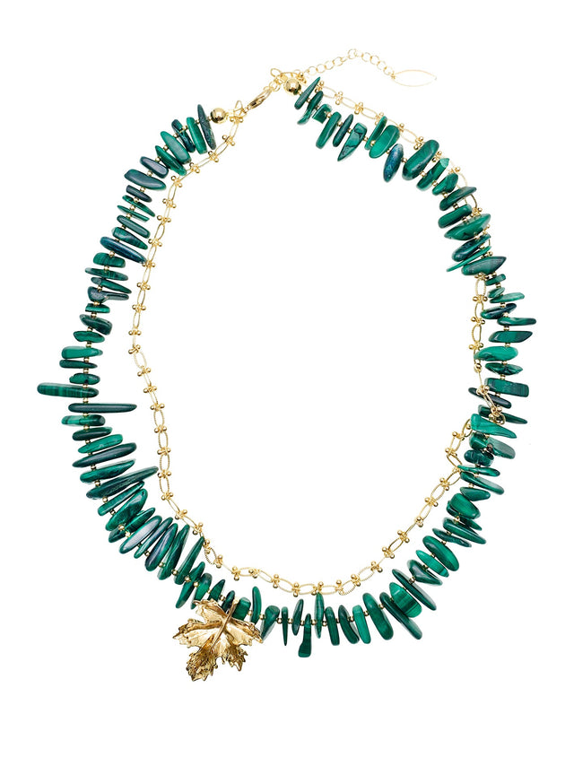 Hawaiian Chips Malachite With Chain Stylish Necklace HN028-0