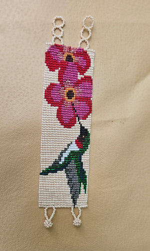 Ruby Hummingbird Beaded Cuff