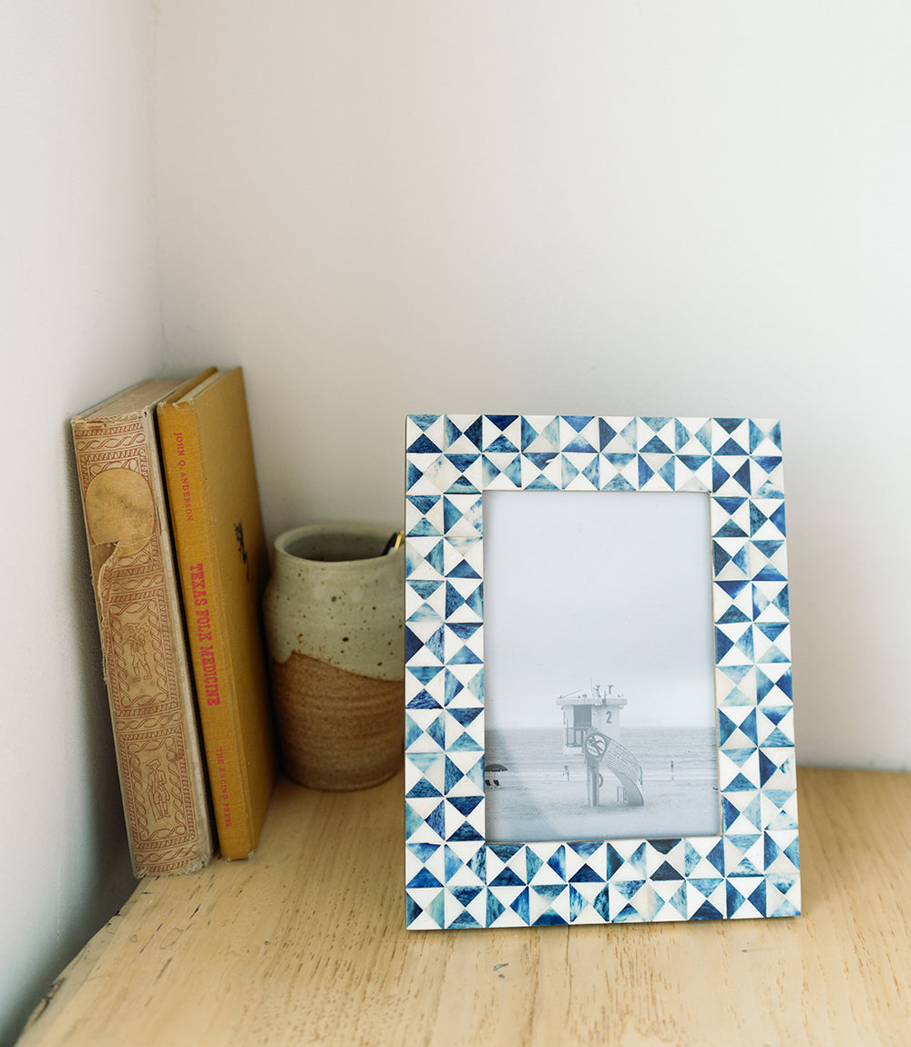 Varuna Photo Frame Varuna 5x7 Cobalt Picture Frame - Fair Trade Carved Bone – Cultures and ...