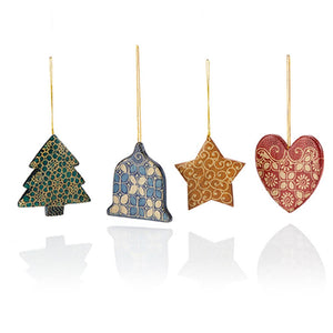 Batik Christmas Cookie Ornaments - Set of 4