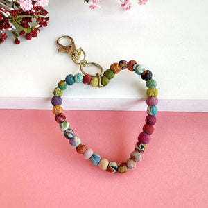 Kantha Heart Keychain Bag Clip