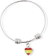 Spanish Flag on a Heart Fancy Charm Bangle-0